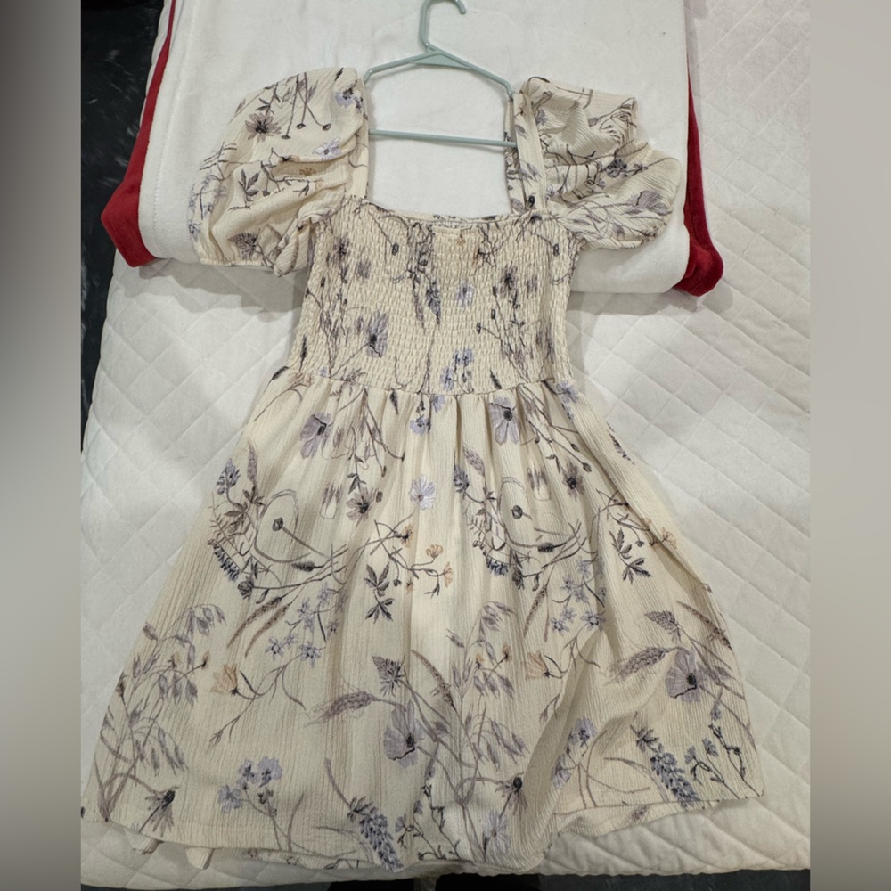 H&M Cream Dress with Purple Floral Design